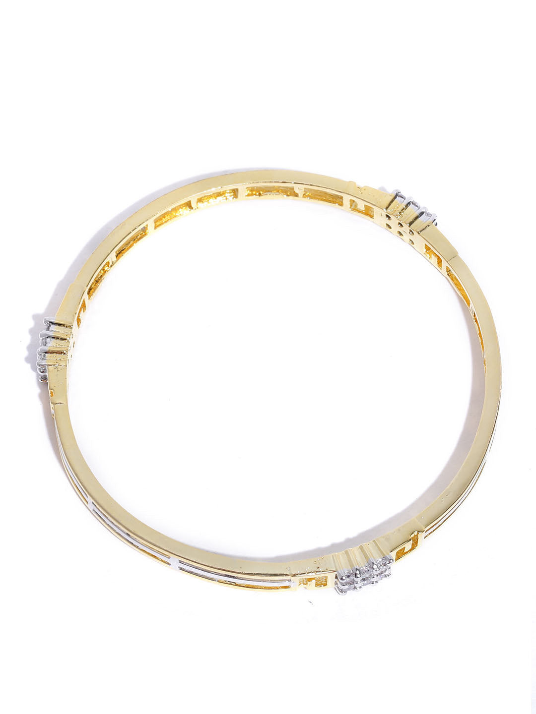 Priyaasi Dual Toned Ad Studded Geometric Pattern Bangles Set Of 2