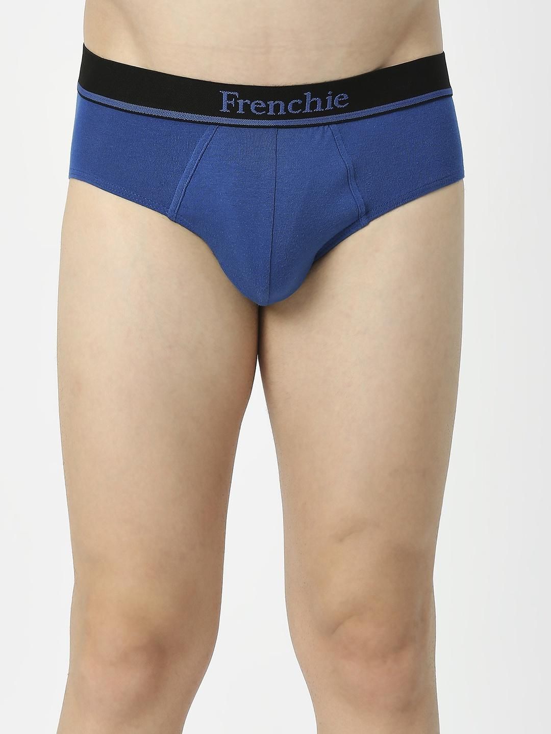 Frenchie Mens Brief Essentials | Pack of 2 | L | Grey Melange | Indigo Melange