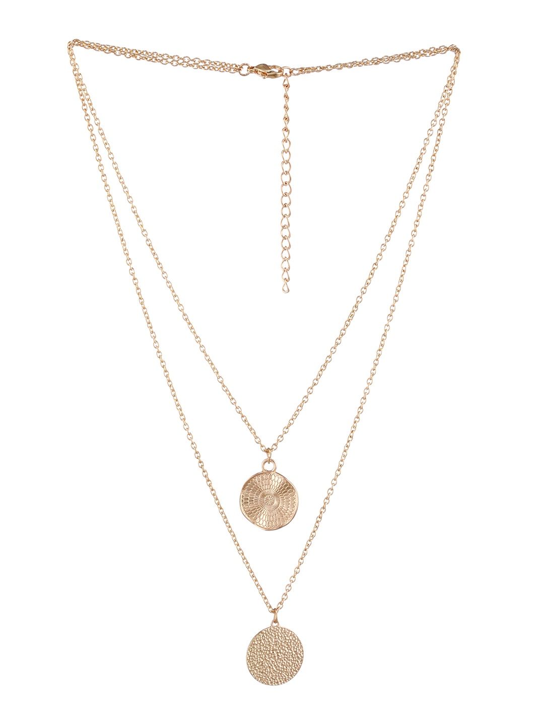 Priyaasi Round Textured Dual-Layered Gold-Plated Necklace