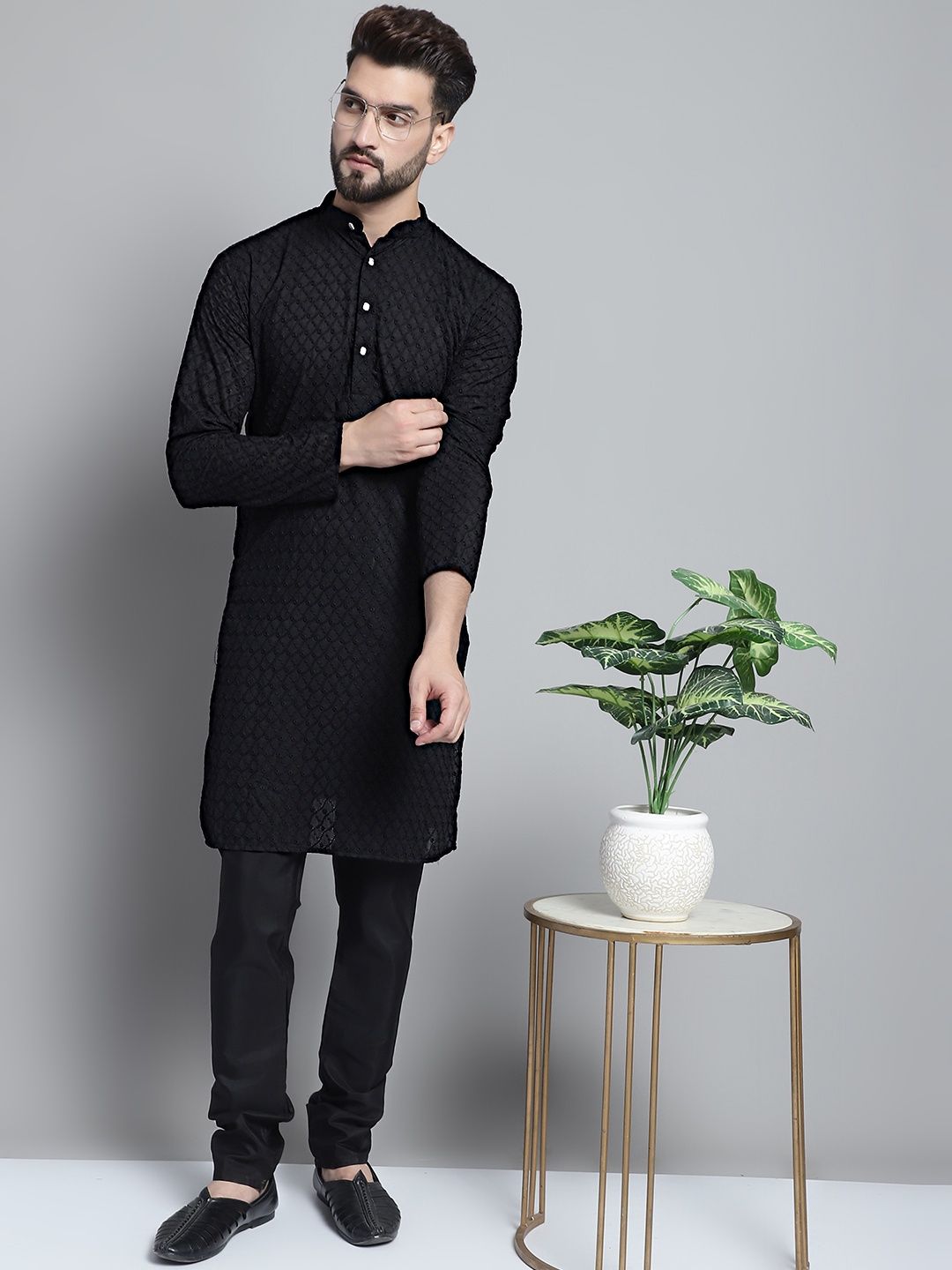 Jompers Men's Kurta | Ko 561 | Black - L