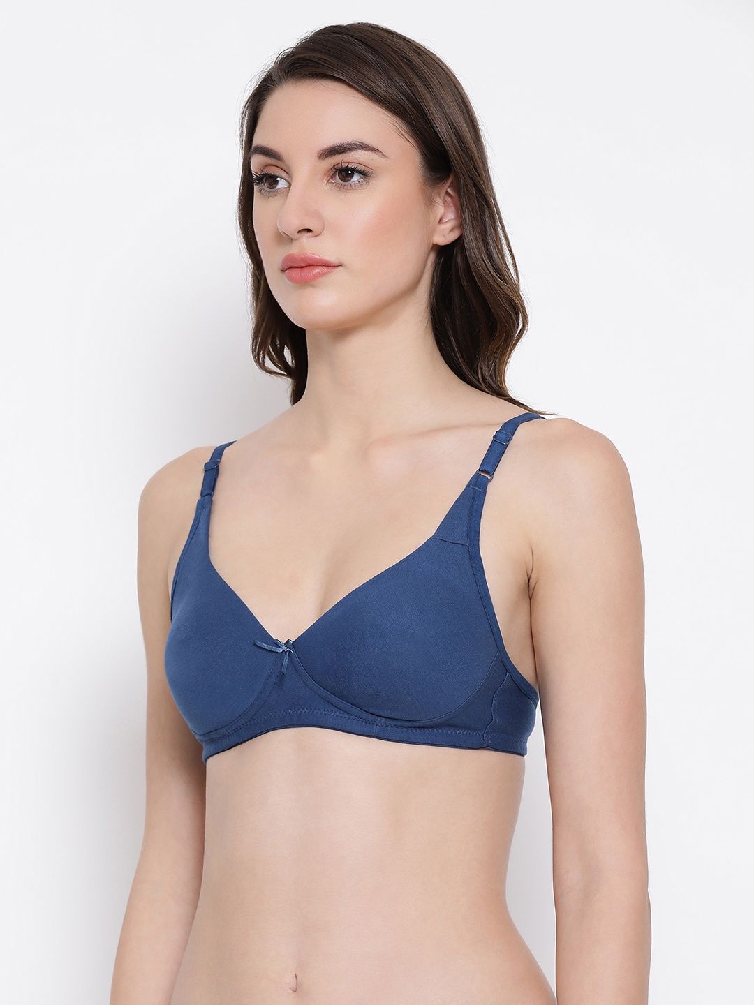 Clovia Non-Padded Non-Wired Full Coverage T-Shirt Bra - Blue, Black | 34B