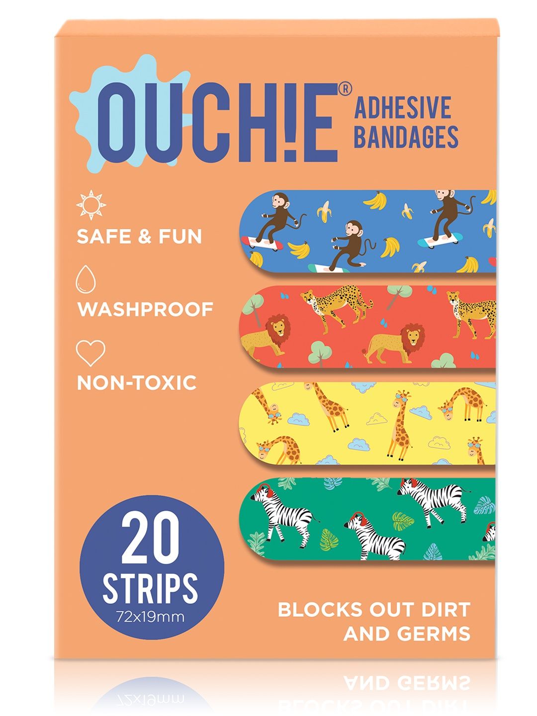 Ouchie Non-Toxic Printed Bandages Double Combo - Space Jam & Jungle Fever