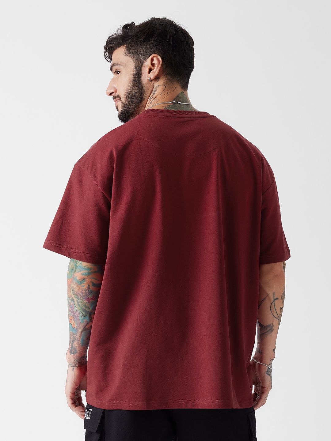 The Souled Store Men's Solids Superhero Red Oversized T-shirt | Red - 2XL