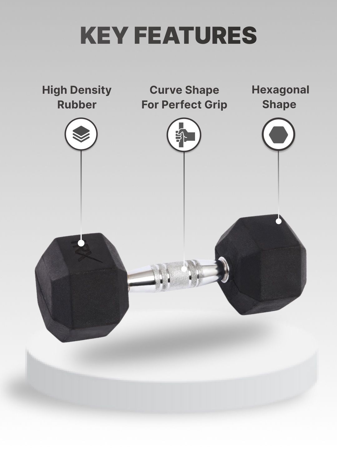 Cult 5 kg Hex Dumbbells Pair Black | Set of 2
