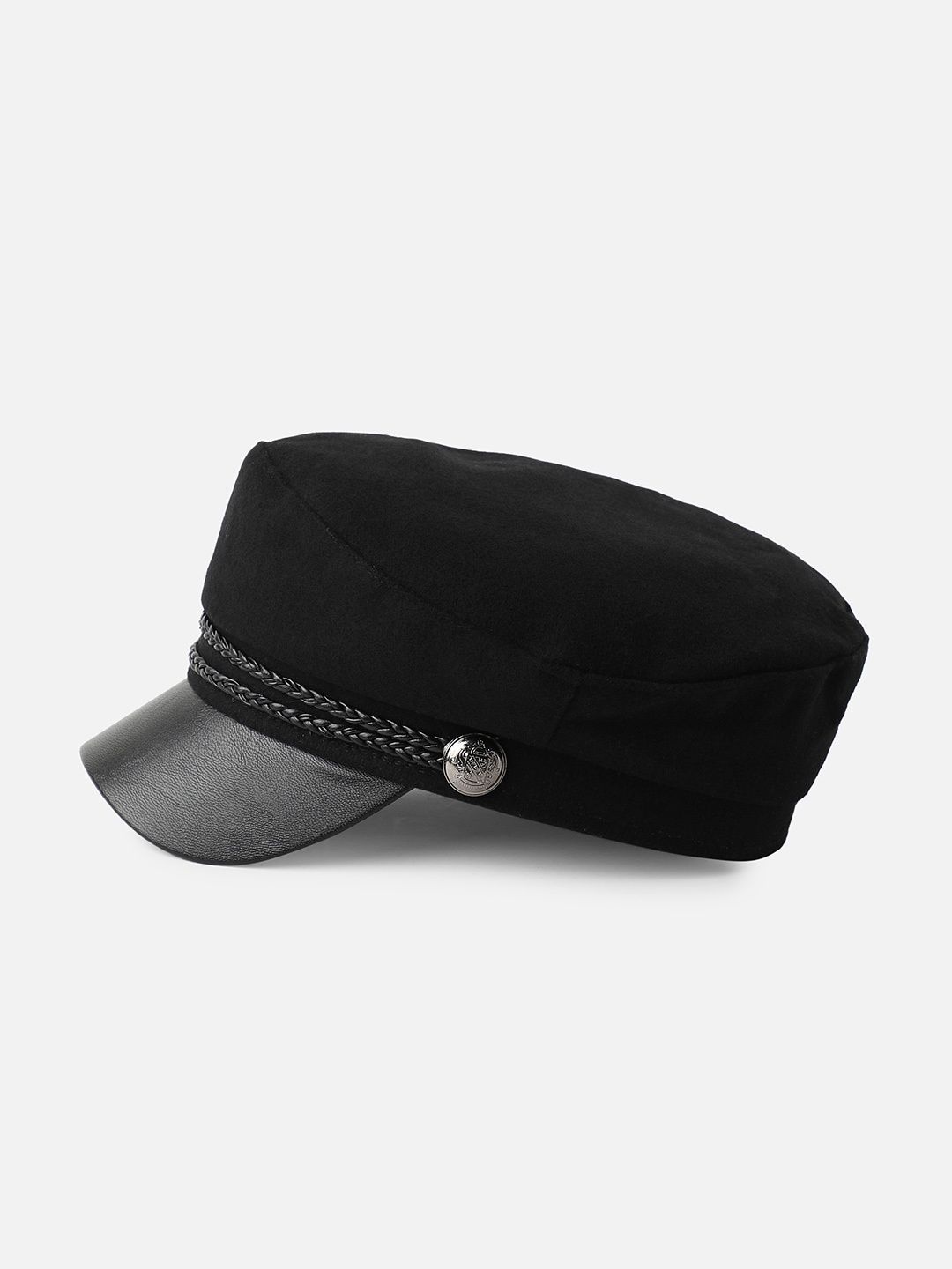 Haute Sauce Women's Textured Polyester Breton Cap | Black - One Size