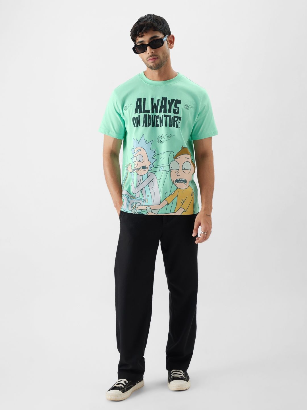 The Souled Store Men's Regular Rick And Morty- Adventure T-Shirts | Green | L
