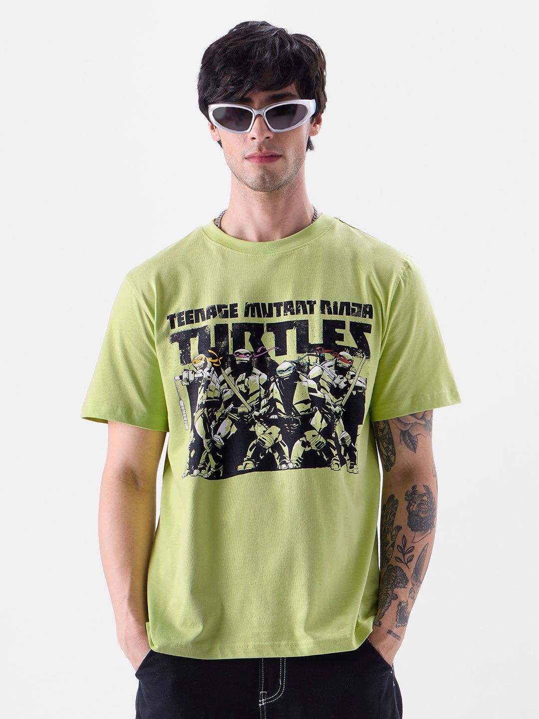 The Souled Store Men's Regular Tmnt- The Squad T-Shirts | Green | 2XL