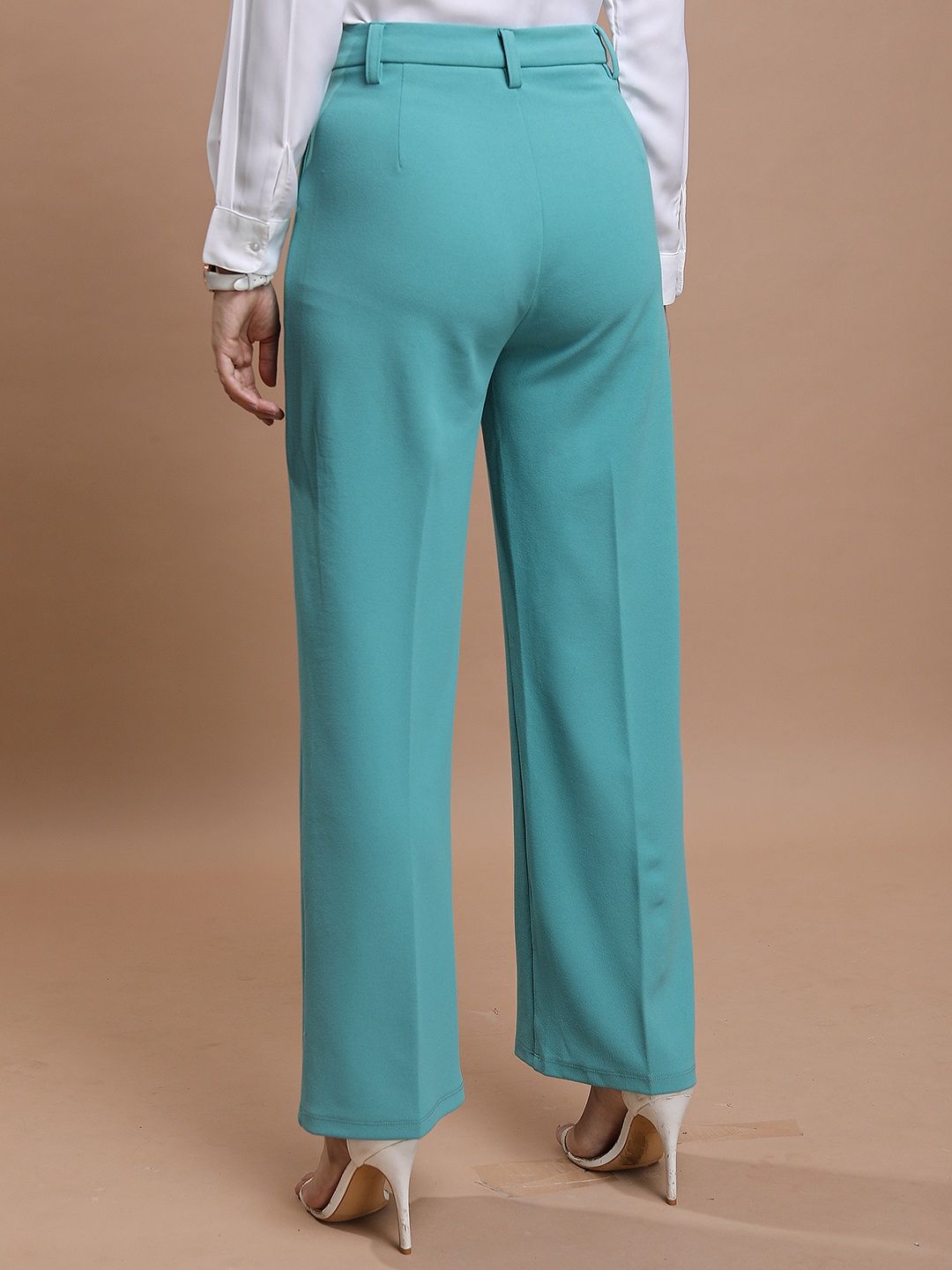 Ketch Women's Mid-Rise Flared Parallel Trousers | Green - 32