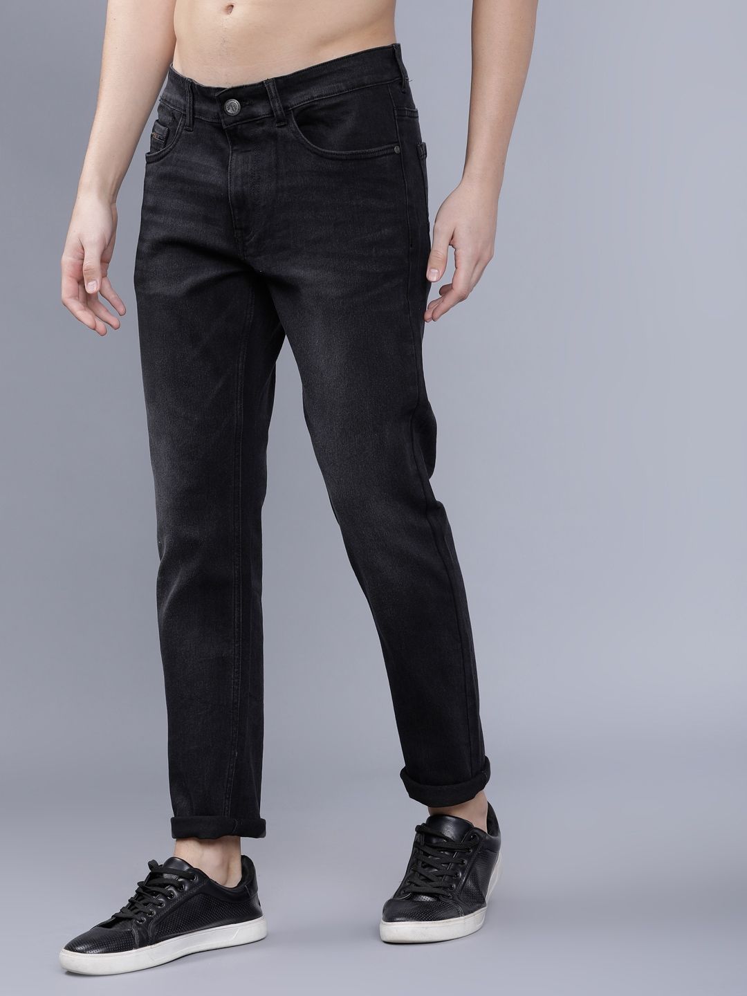 The Indian Garage Co Men's Slim Fit Casual Jeans | Black | 36