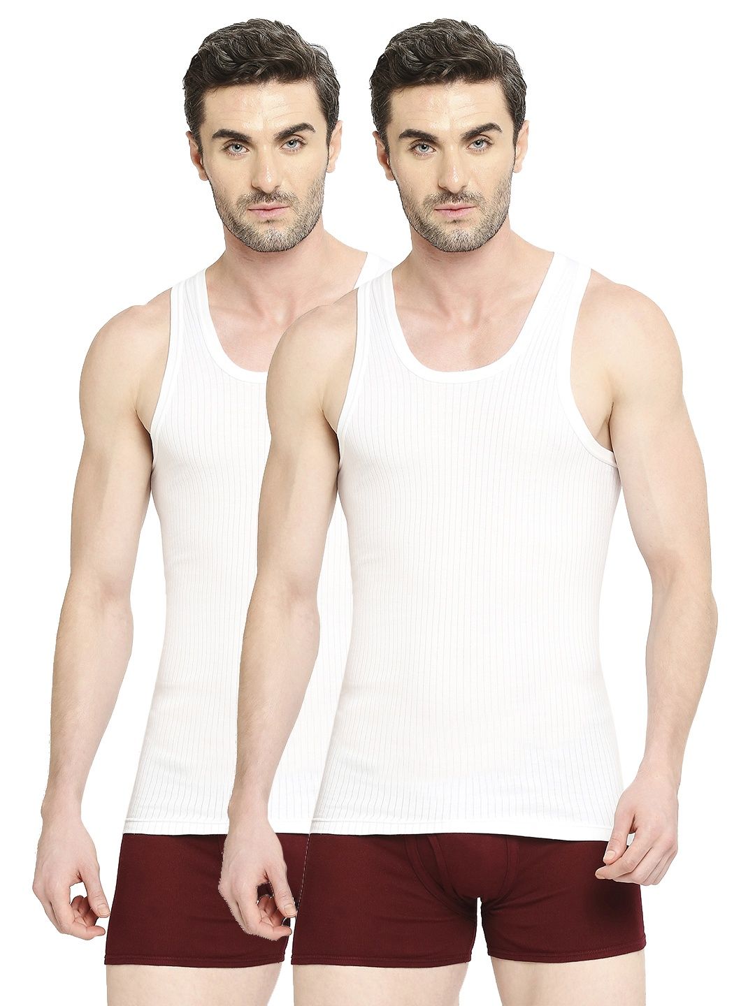 Vip Array Men's White Vest | Pack of 2 | 95 cm