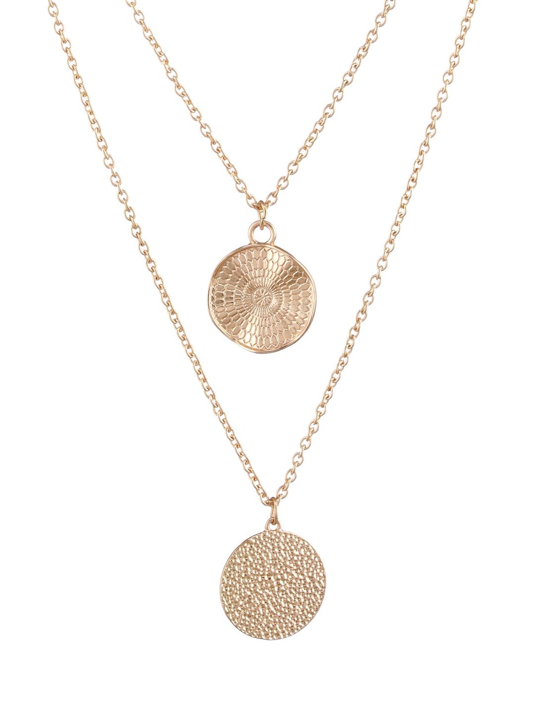Priyaasi Round Textured Dual-Layered Gold-Plated Necklace