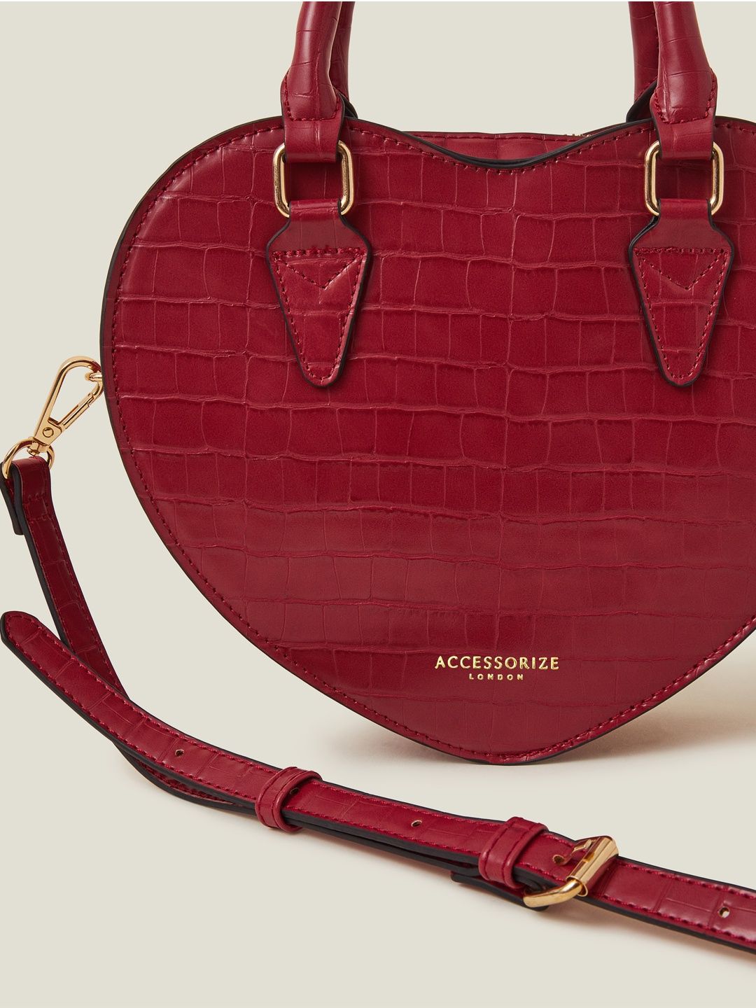 Accessorize London Women's Heart Handheld Sling Bag - Red