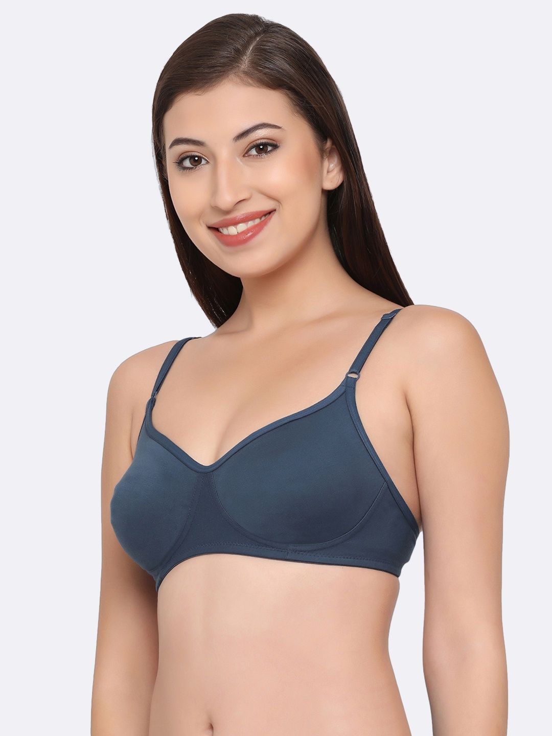 Clovia Non-Padded Non-Wired Full Coverage T-Shirt Bra - Blue, Lavender | 36D