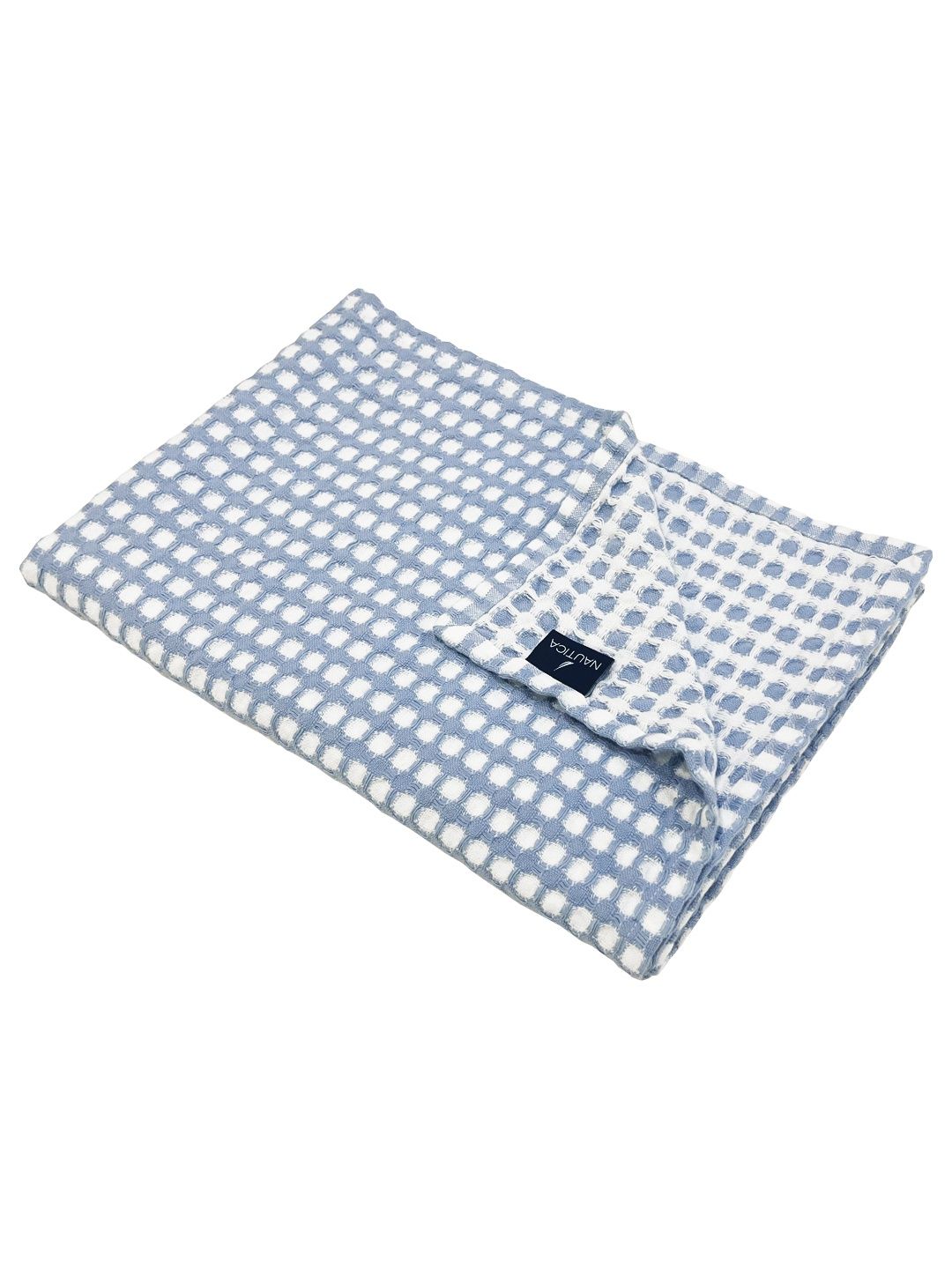 Nautica Designer Waffle Cotton Towels - Soft, Bath Towel Waffle-Baby Blue