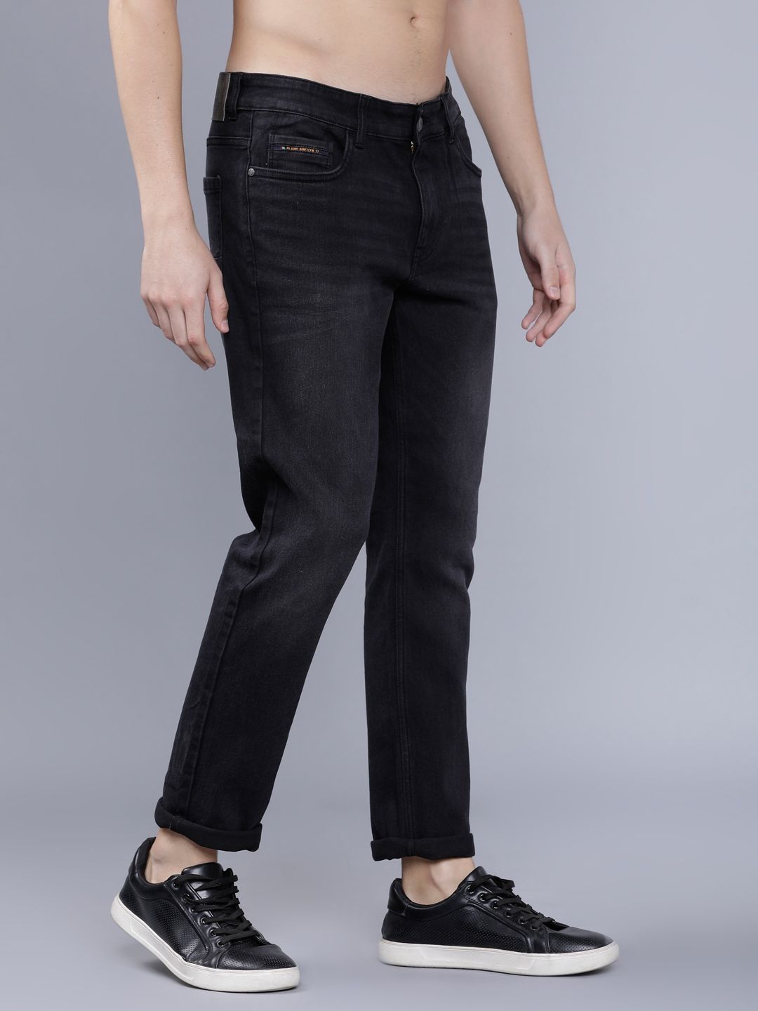 The Indian Garage Co Men's Slim Fit Casual Jeans | Black | 36