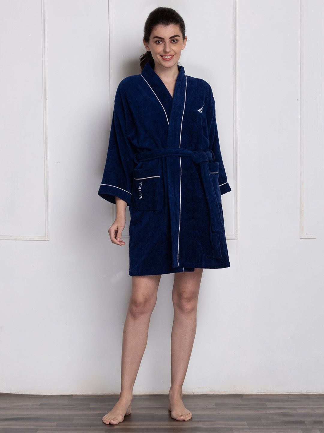 Nautica Luxurious Ultra Soft Bath Robe -1Ppc Extra Large | Highline Solid-Navy