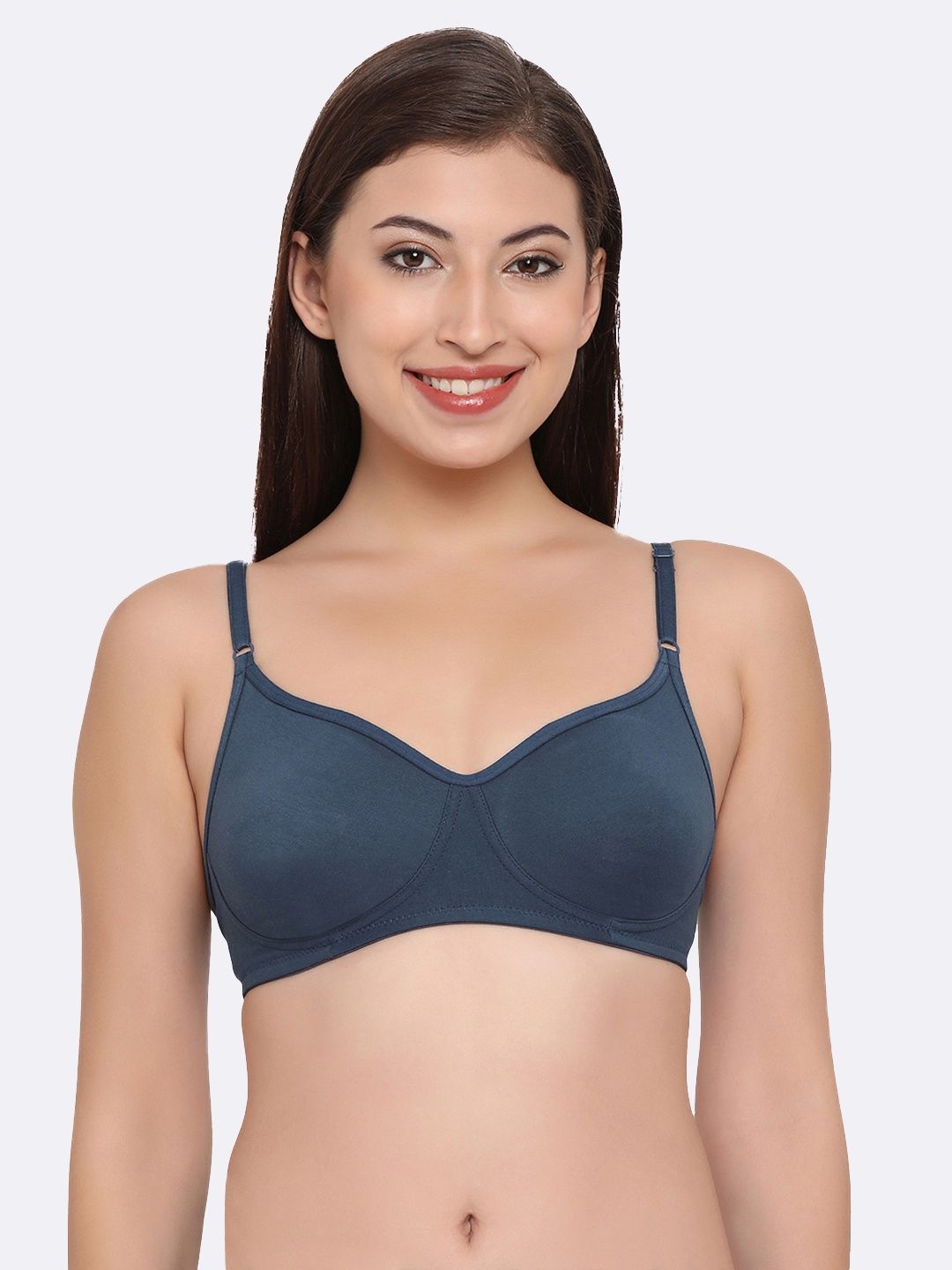 Clovia Non-Padded Non-Wired Full Coverage T-Shirt Bra - Blue, Lavender | 36D