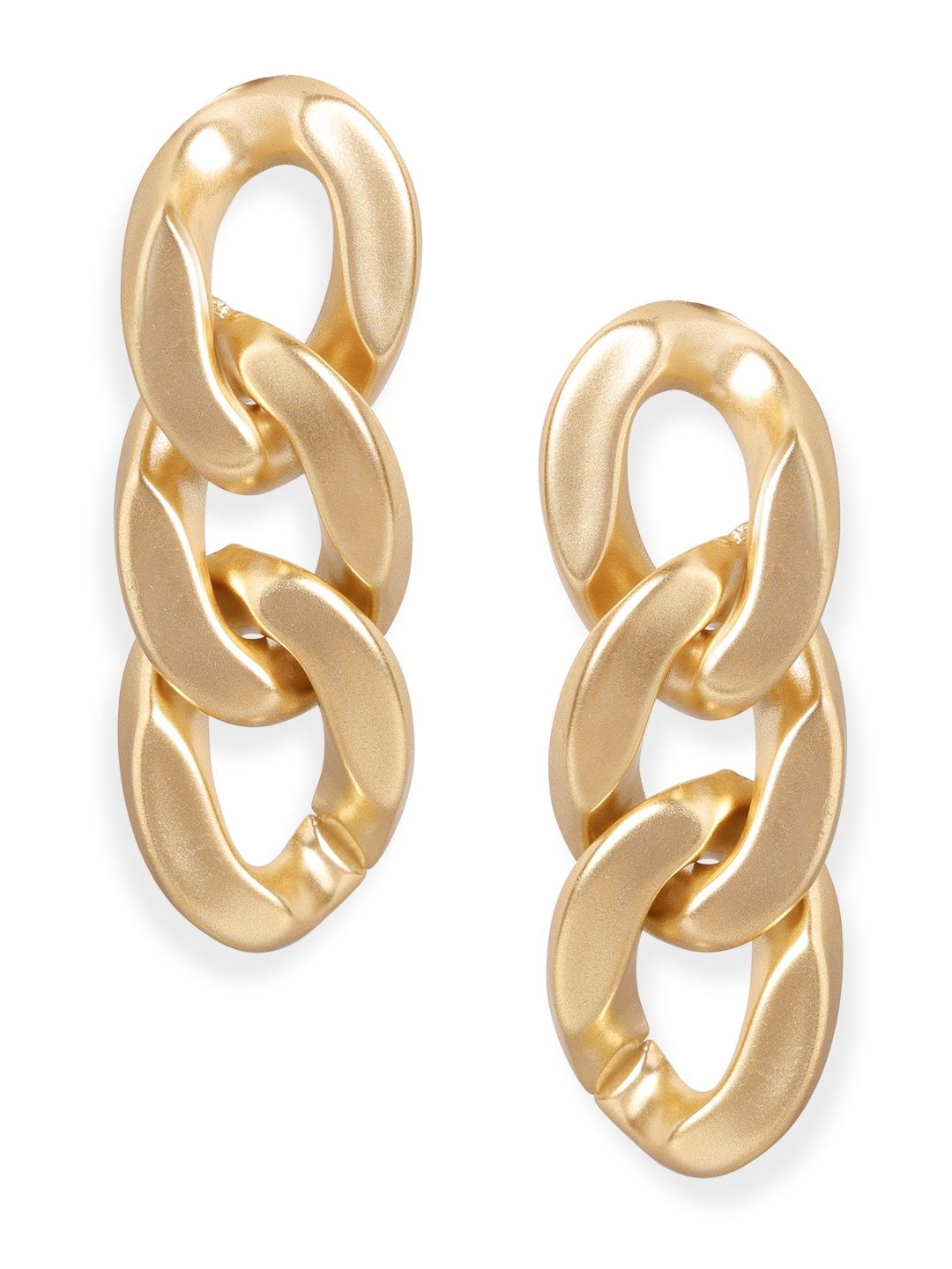 Rubans Gold Plated Matte Finish Chain Link Drop Earrings