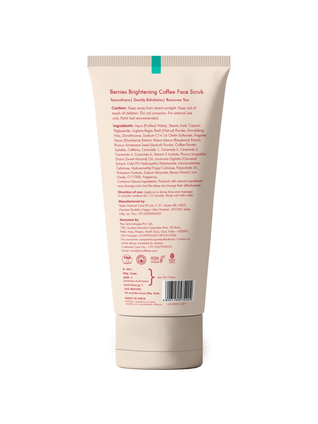 mCaffeine Berries Brightening Coffee Face Scrub | Pack Of 2