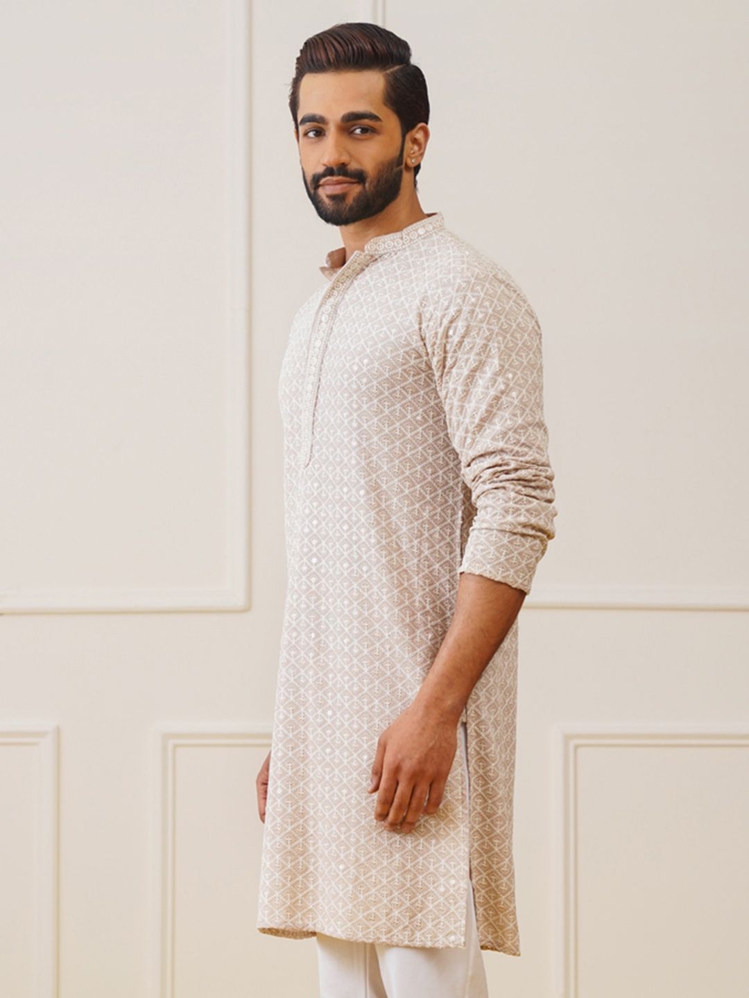 Jompers Men's Kurta | Ko 5005 | Beige - M