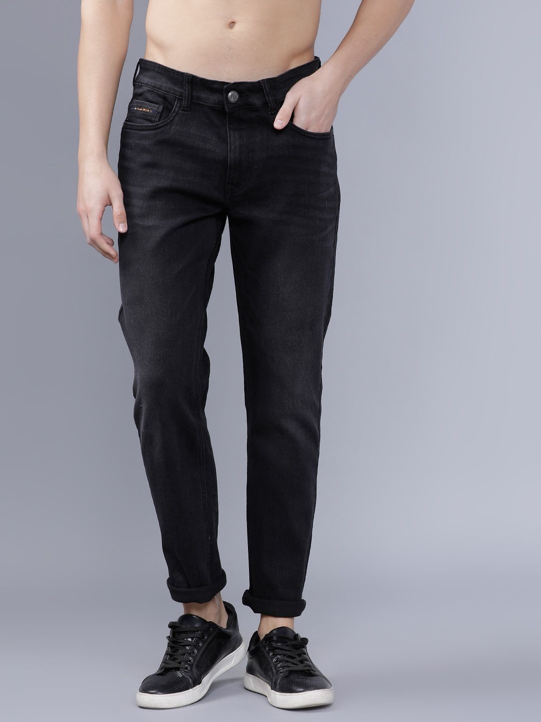 The Indian Garage Co Men's Slim Fit Casual Jeans | Black | 36