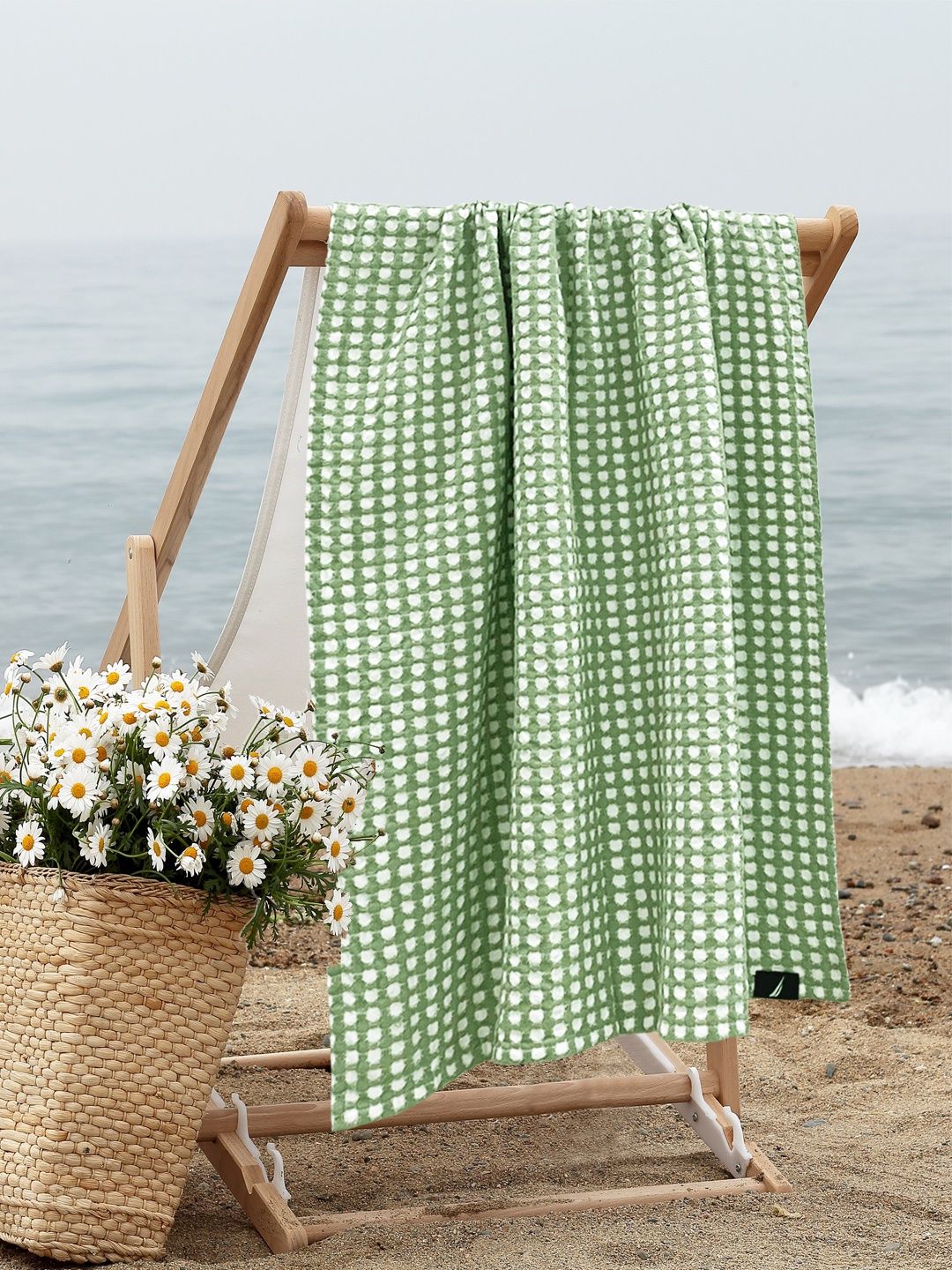 Nautica Designer Waffle Cotton Towels- Soft, Bath Towel size | odyssey) waffle-sage