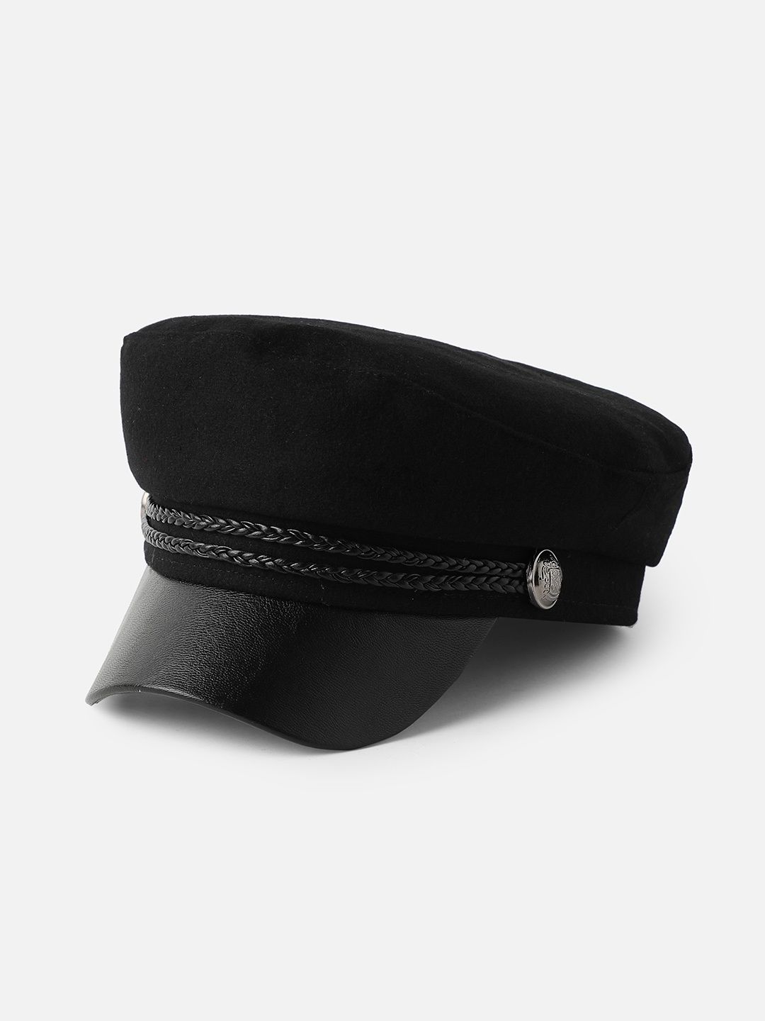 Haute Sauce Women's Textured Polyester Breton Cap | Black - One Size