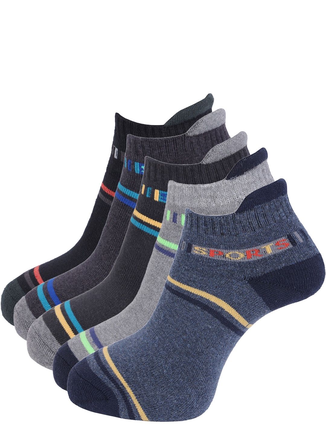 Dollar Men's Striped Cotton Blend Ankle Length Socks | Assorted - Free Size