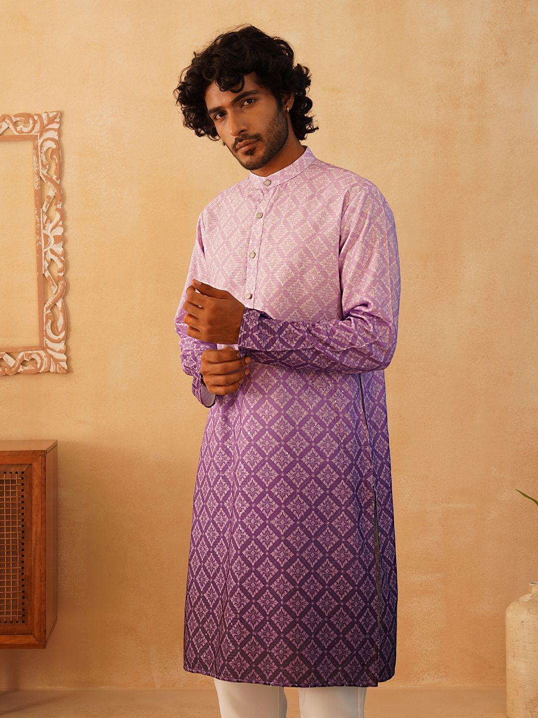 Jompers Men's Kurta | Ko 5074 | Purple - XL