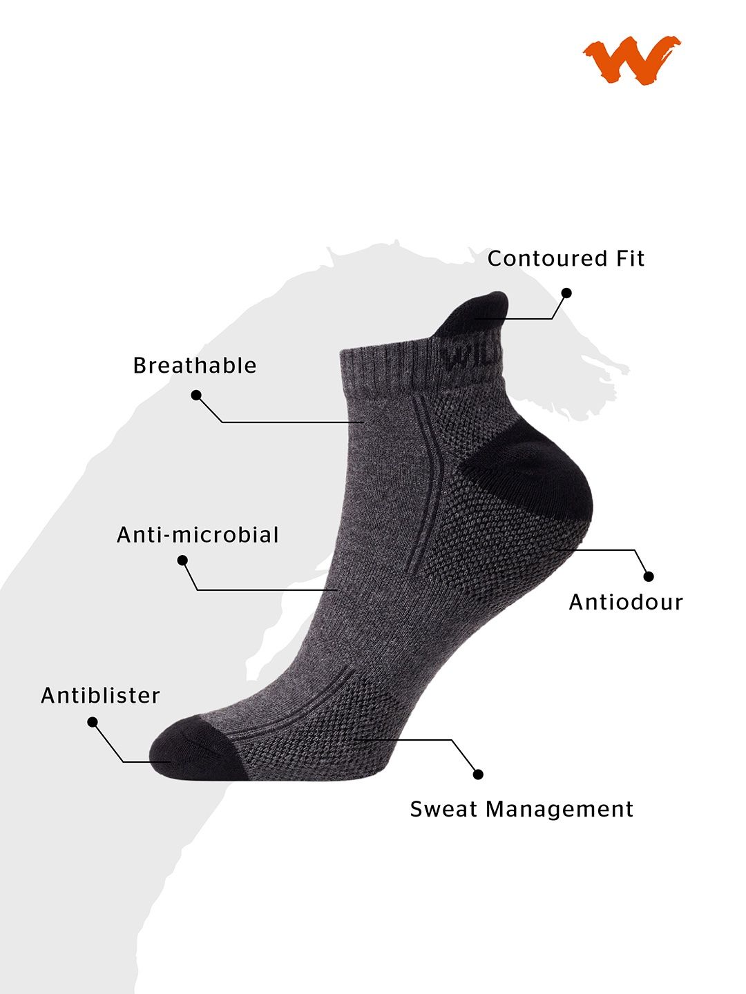 Wildcraft Patterned 78% Cotton, 20% Nylon, and 2% Elastane Low Ankle Socks | Assorted - Free Size
