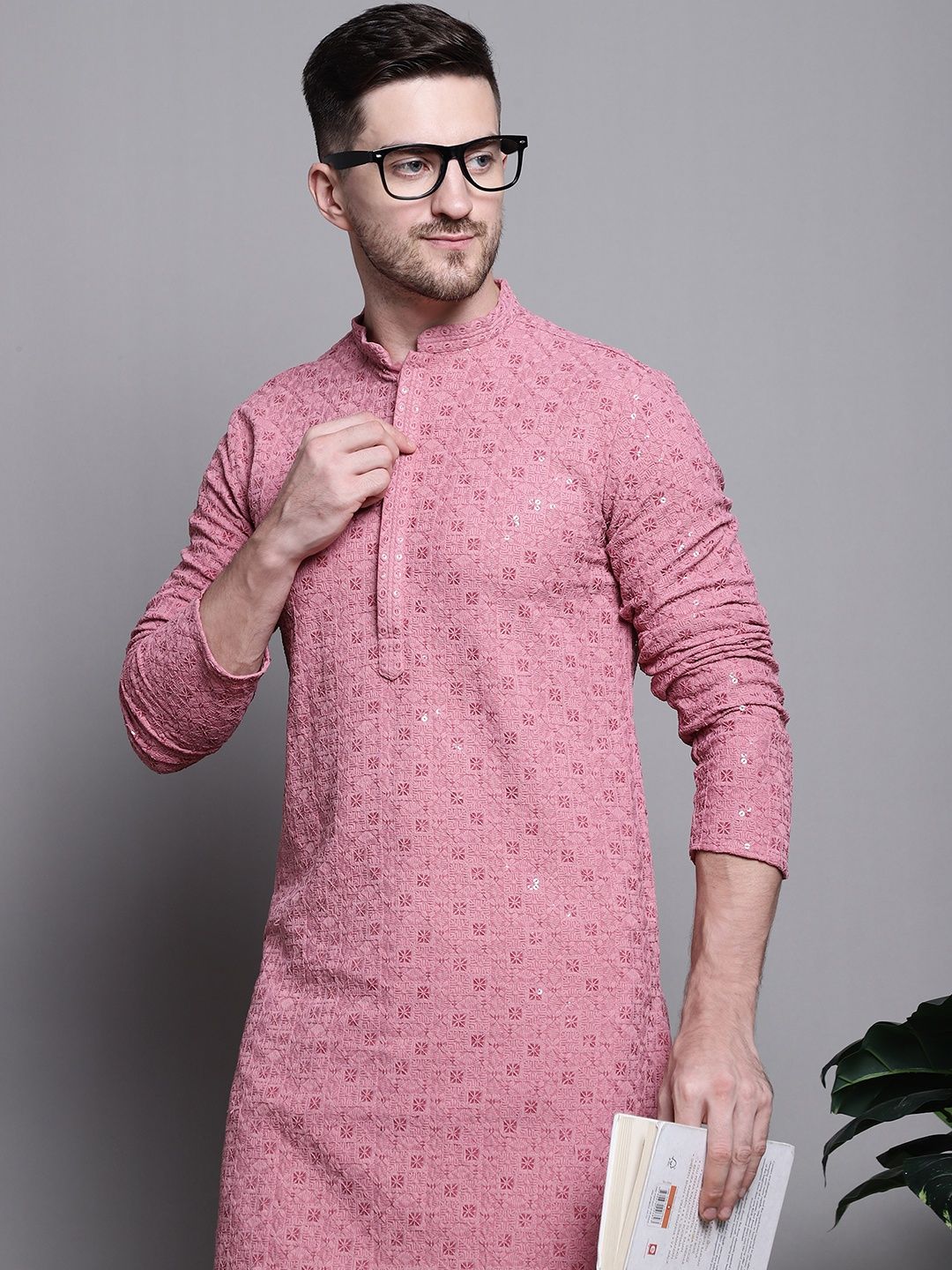 Jompers Men's Kurta | Ko 5006 | Coral - L