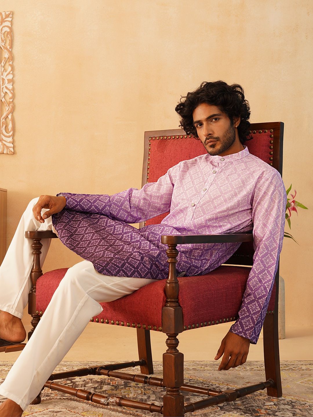 Jompers Men's Kurta | Ko 5074 | Purple - XL