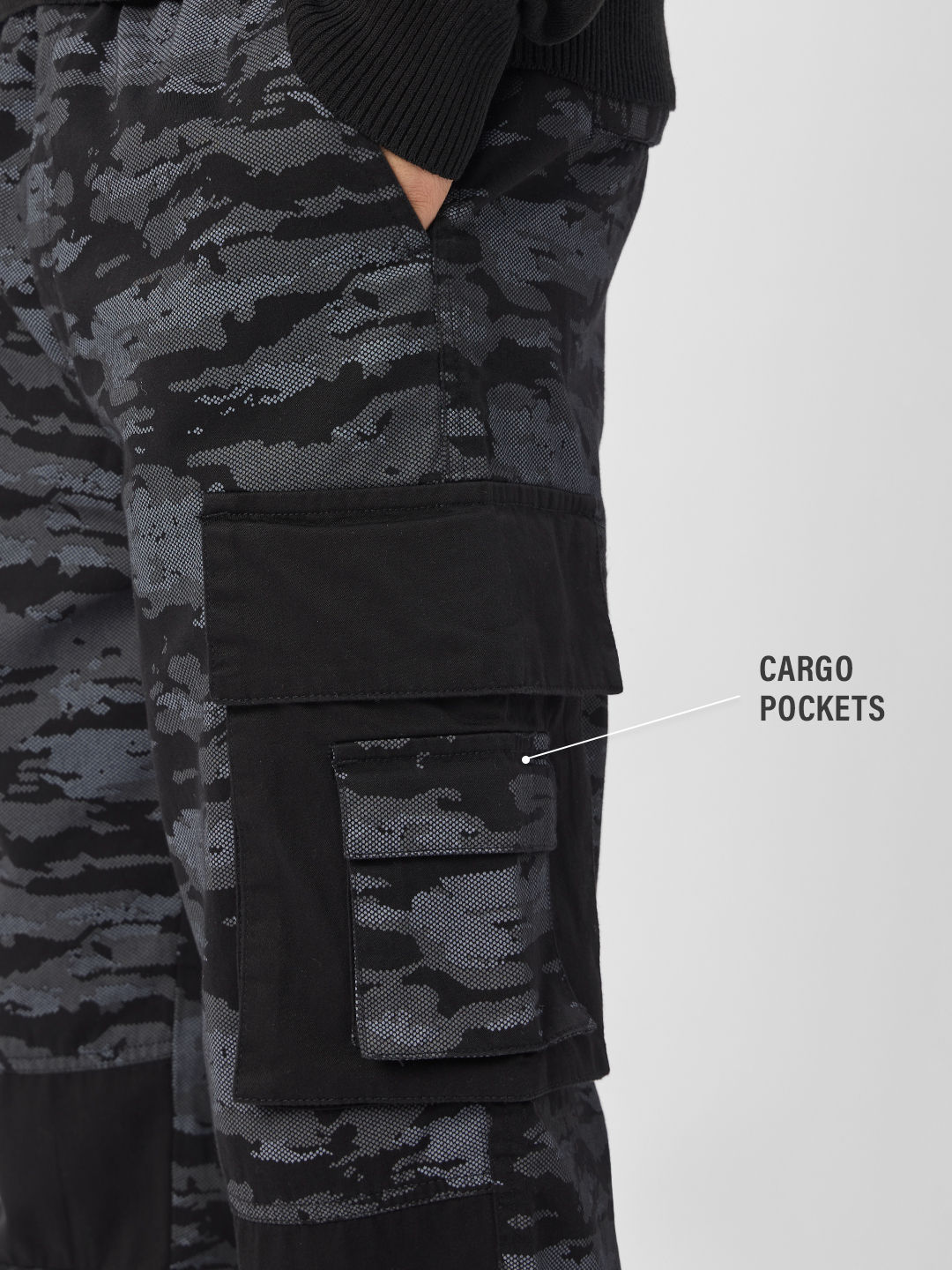 The Souled Store Men's Punisher One Man Army Cargo Joggers | Black - 34