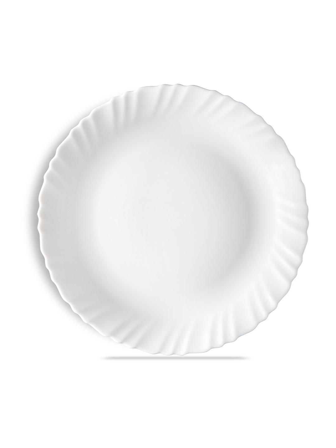 Larah By Borosil Opalware 11" Inch Full Plate 6 Pcs Set, White Crockery Set For Daily Use & Gifting, Pack of 1 (6 pieces)
