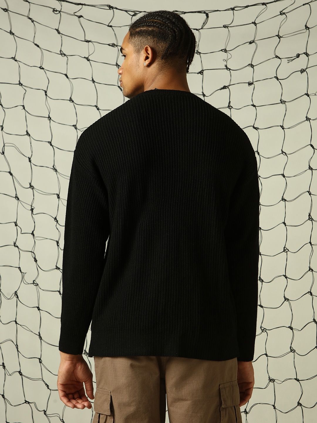Hubberholme Men's Striped Pullover | Black - M