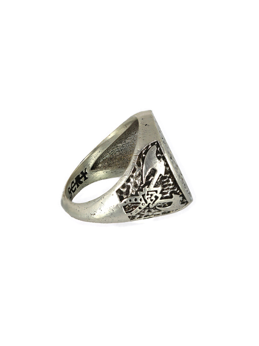 Bold By Priyaasi Trishul Chakra Silver-Plated Ring For Men