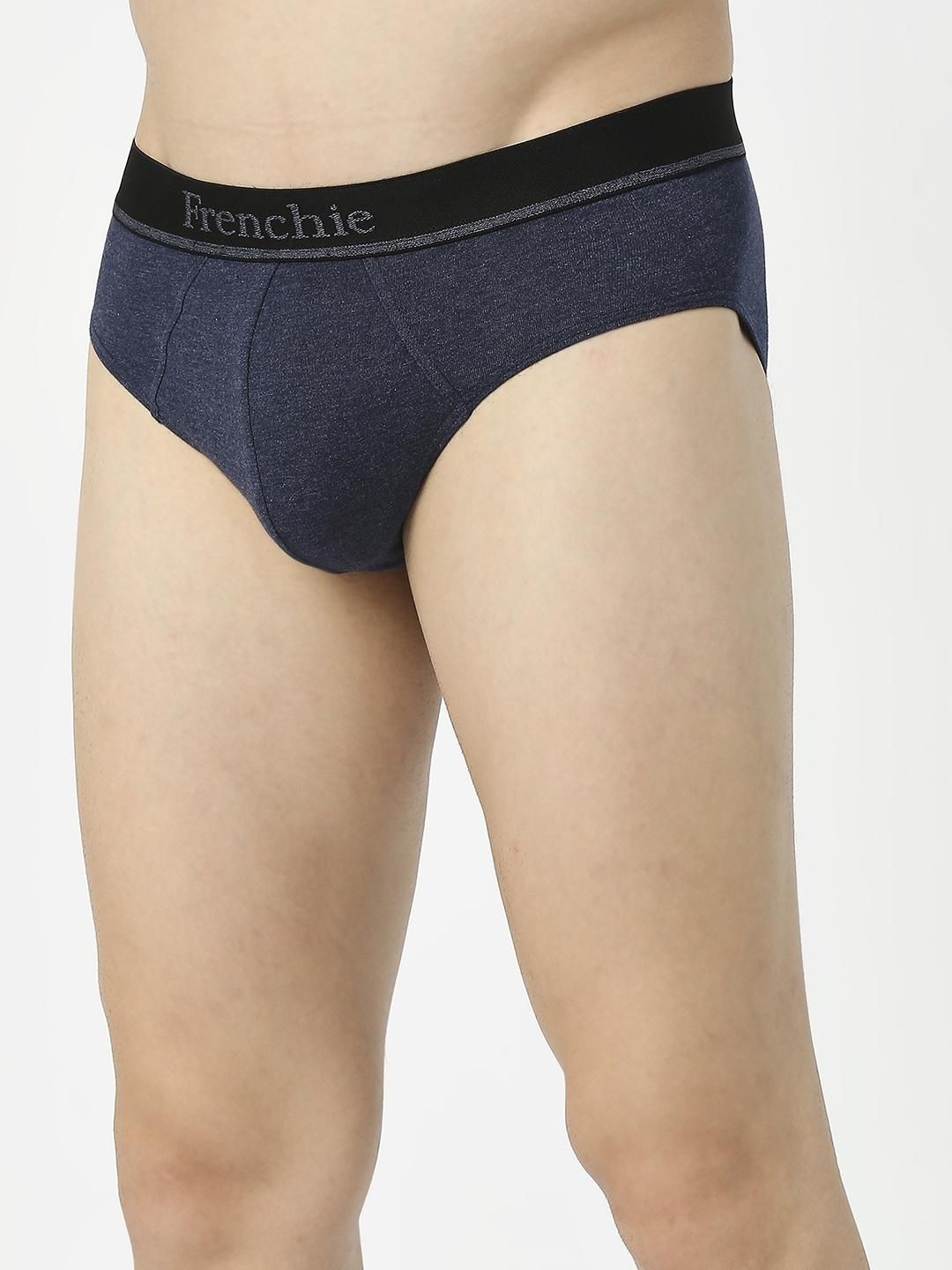 Frenchie Mens Brief Essentials | Pack of 2 | L | Grey Melange | Indigo Melange