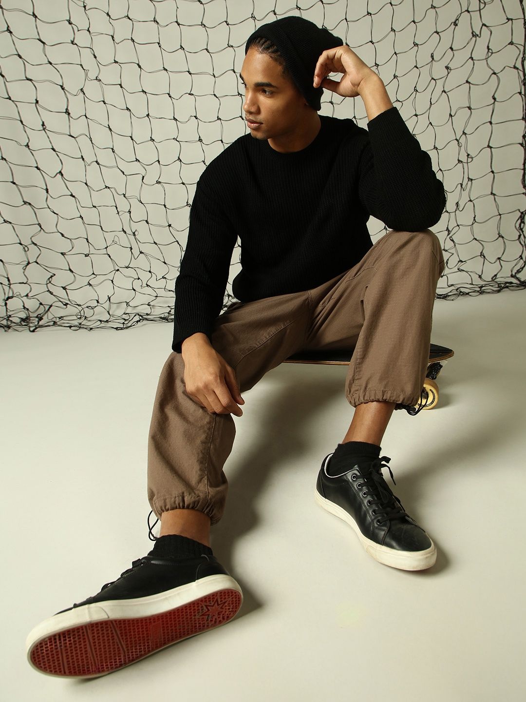 Hubberholme Men's Striped Pullover | Black - M
