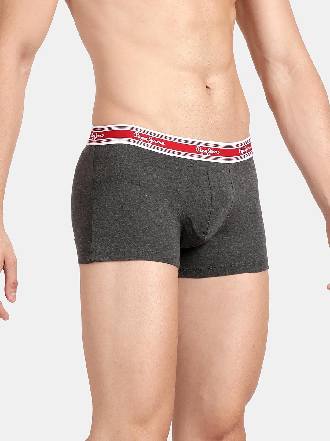 Pepe Jeans Men's Solid Charcoal Melange Trunk - L