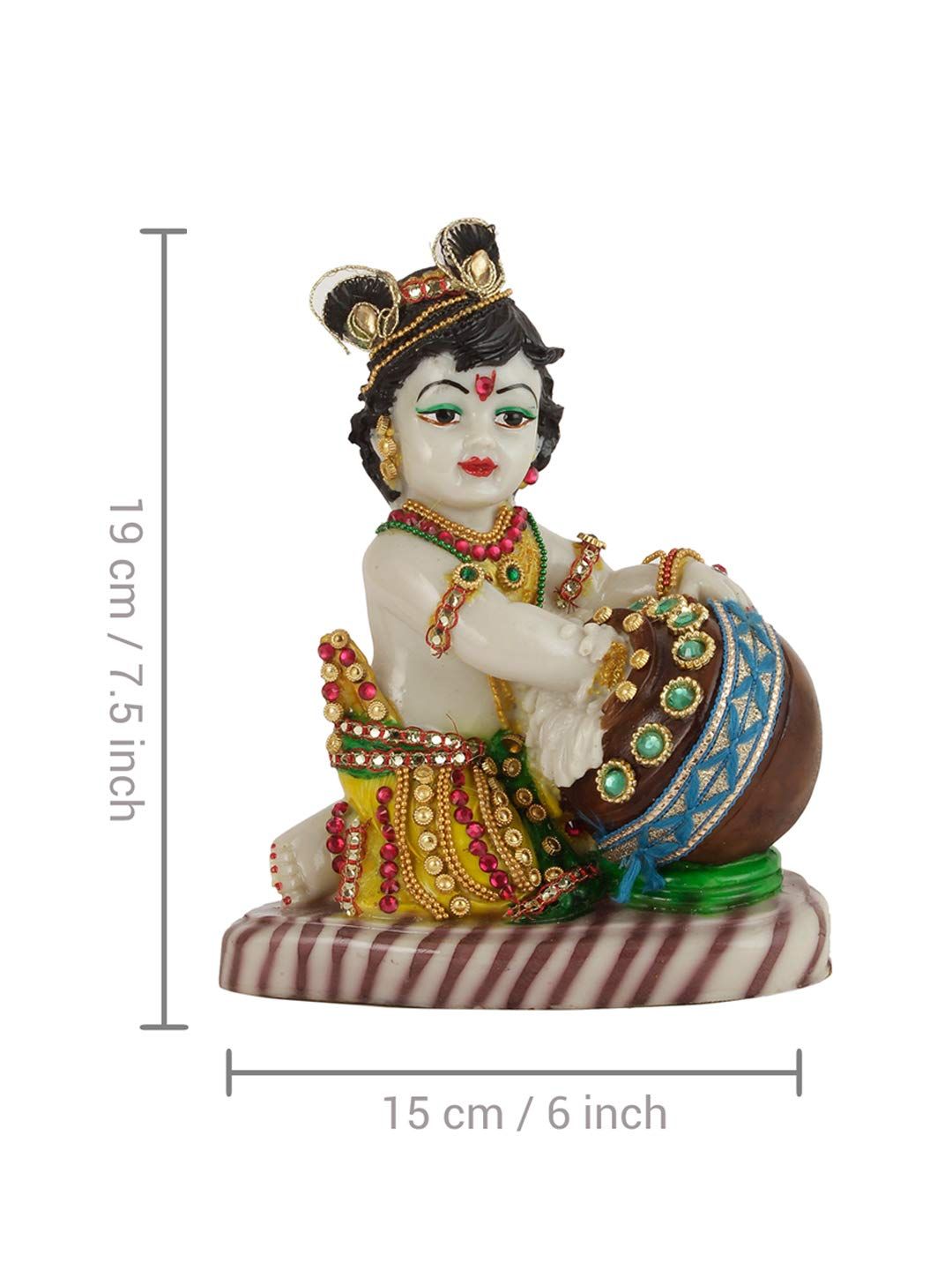 Tied Ribbons Lord Krishna Makhan Chor Idol Statue Showpiece