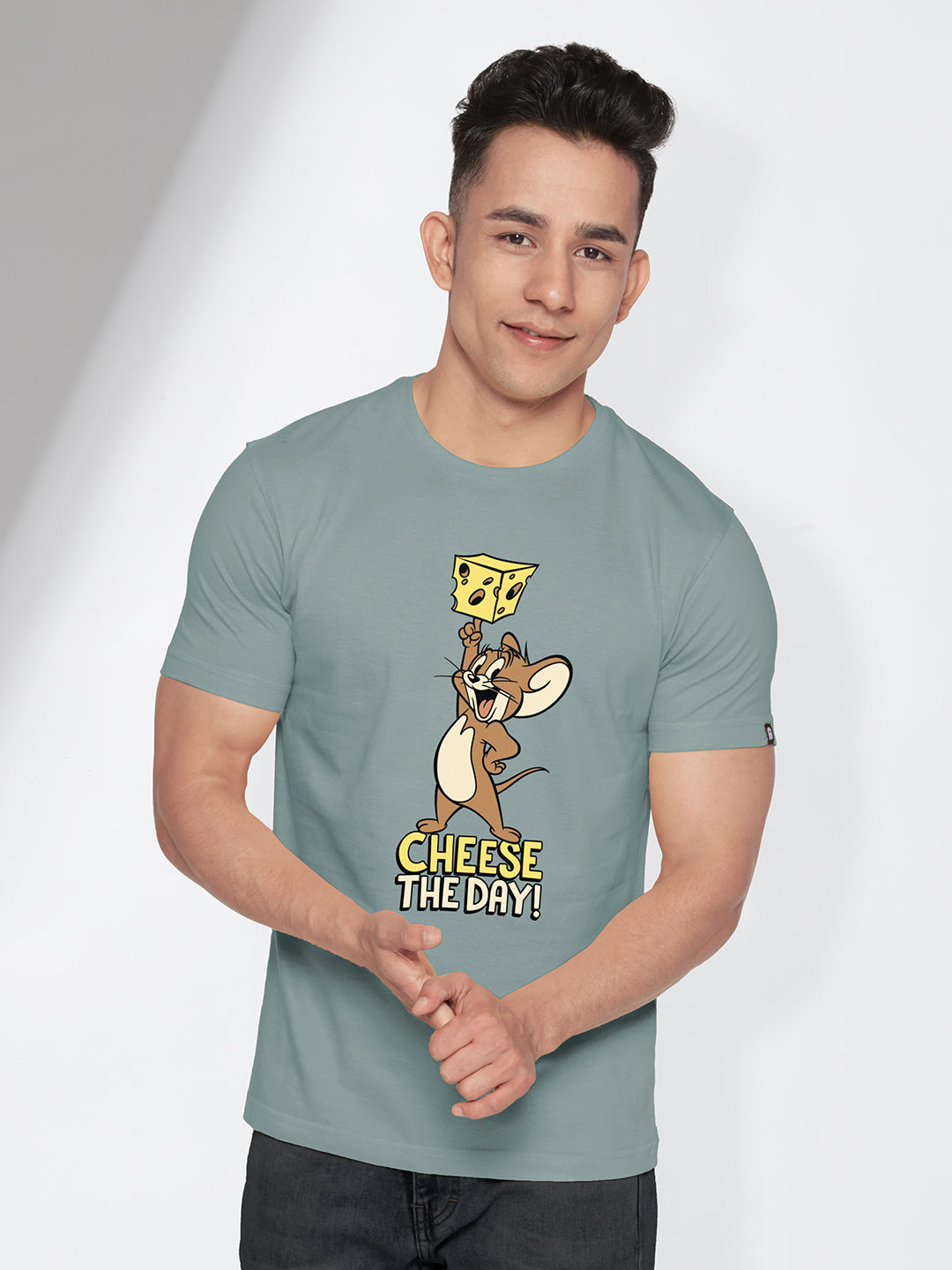 The Souled Store Men's Regular Tom And Jerry- Cheese The Day T-Shirts | Grey | L