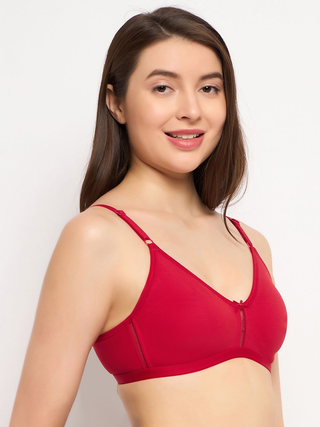 Clovia Women Non-Padded Non-Wired Full Coverage Bra - Cotton | Red and Black | 36C