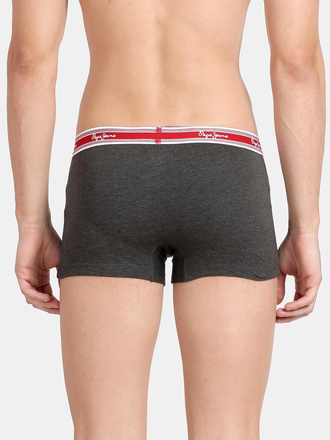 Pepe Jeans Men's Solid Charcoal Melange Trunk - L