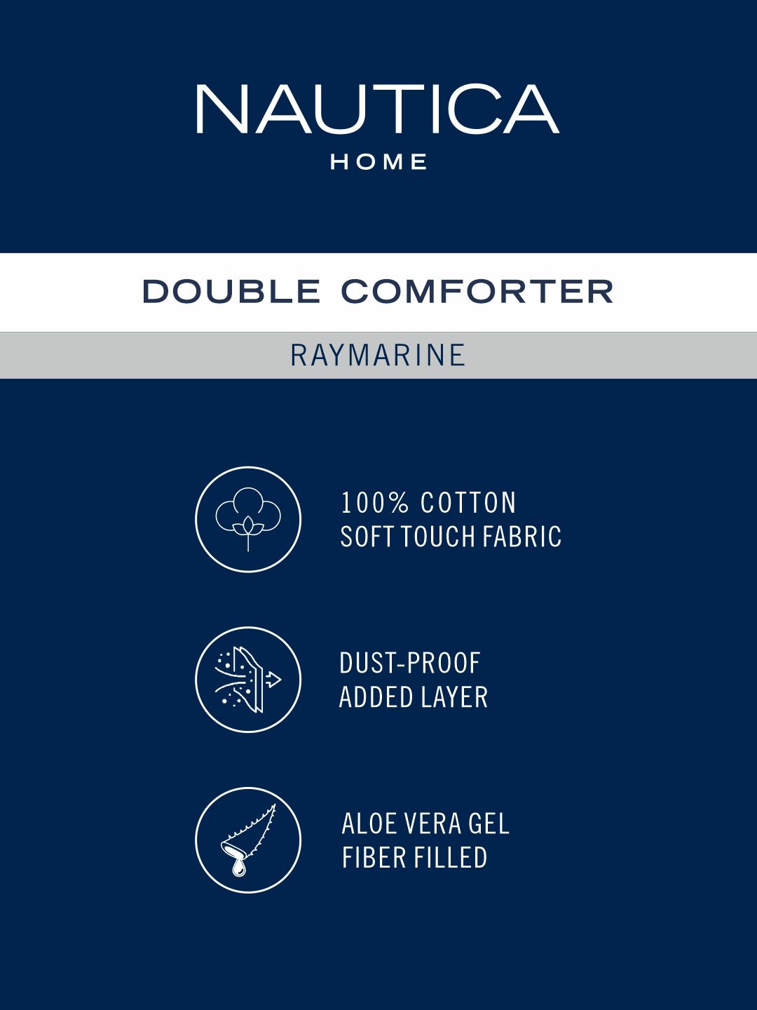 Nautica Super Soft 100% Cotton Comforter 1pc Double Size Abstract Indigo | Raymarine)