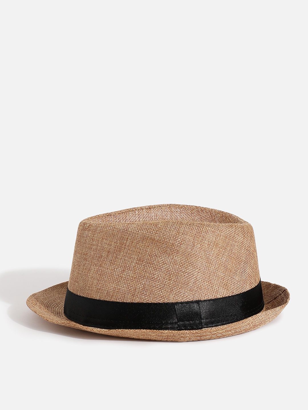 Haute Sauce Unisex Textured Polyester Fedora Hat | Beige - One Size