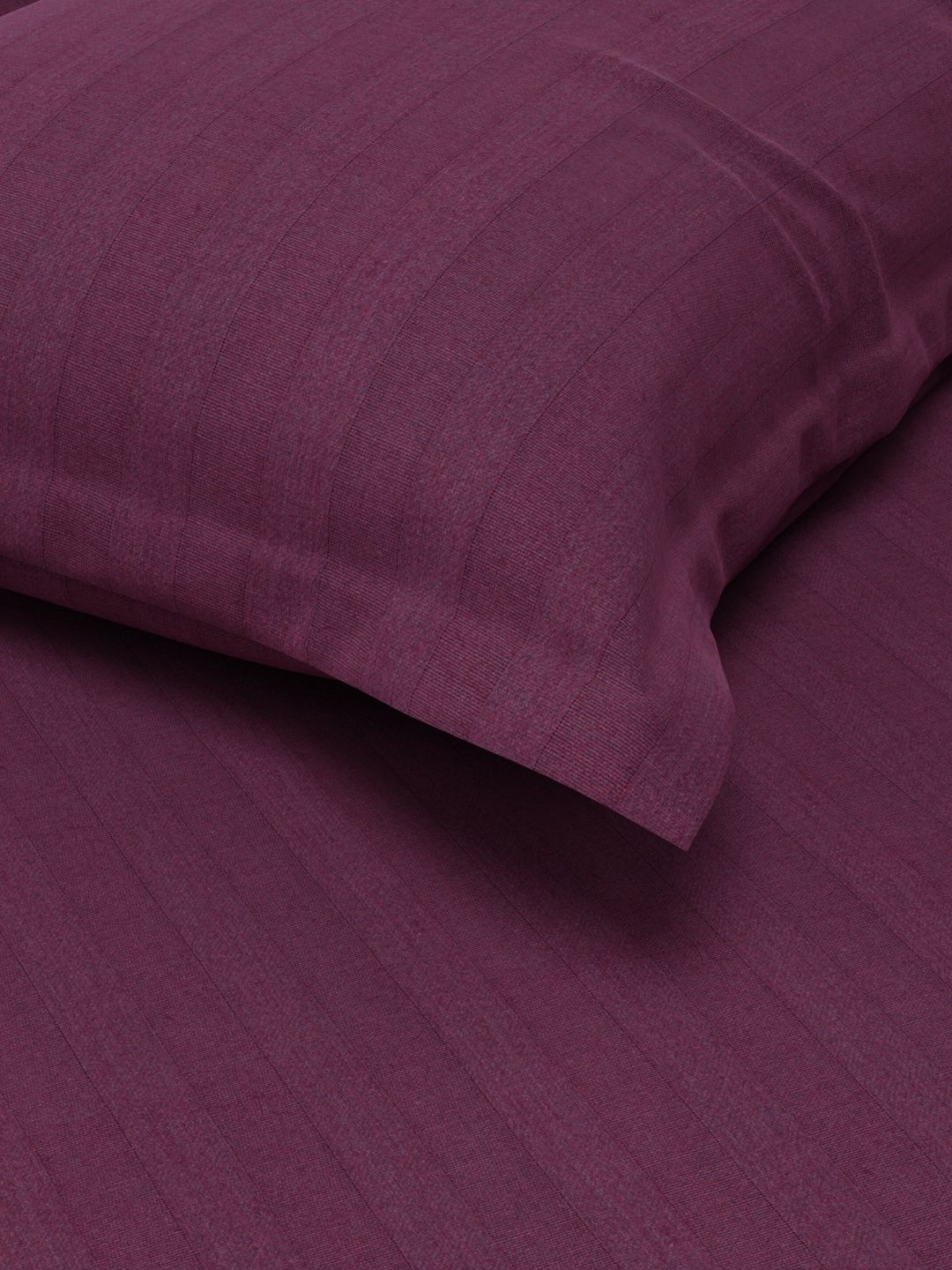 Kopa Super Soft 100% Egyptian Cotton Satin Stripe Single Bedsheet 2pc Set Solid Wine