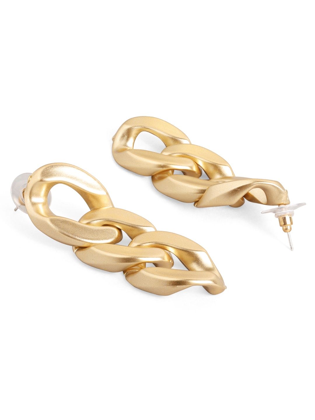 Rubans Gold Plated Matte Finish Chain Link Drop Earrings