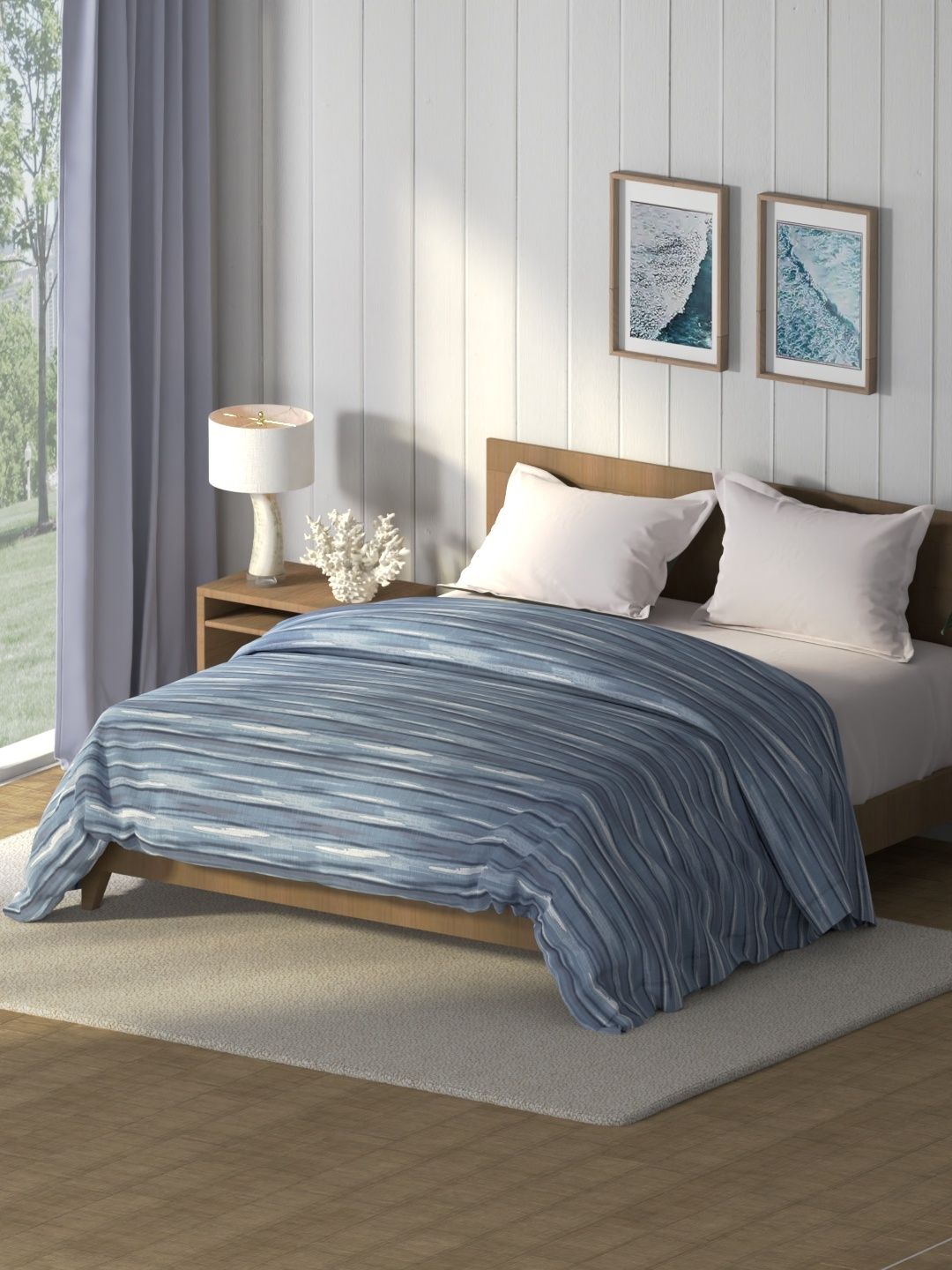 Nautica Super Soft 100% Cotton Comforter 1pc Double Size Abstract Indigo | Raymarine)
