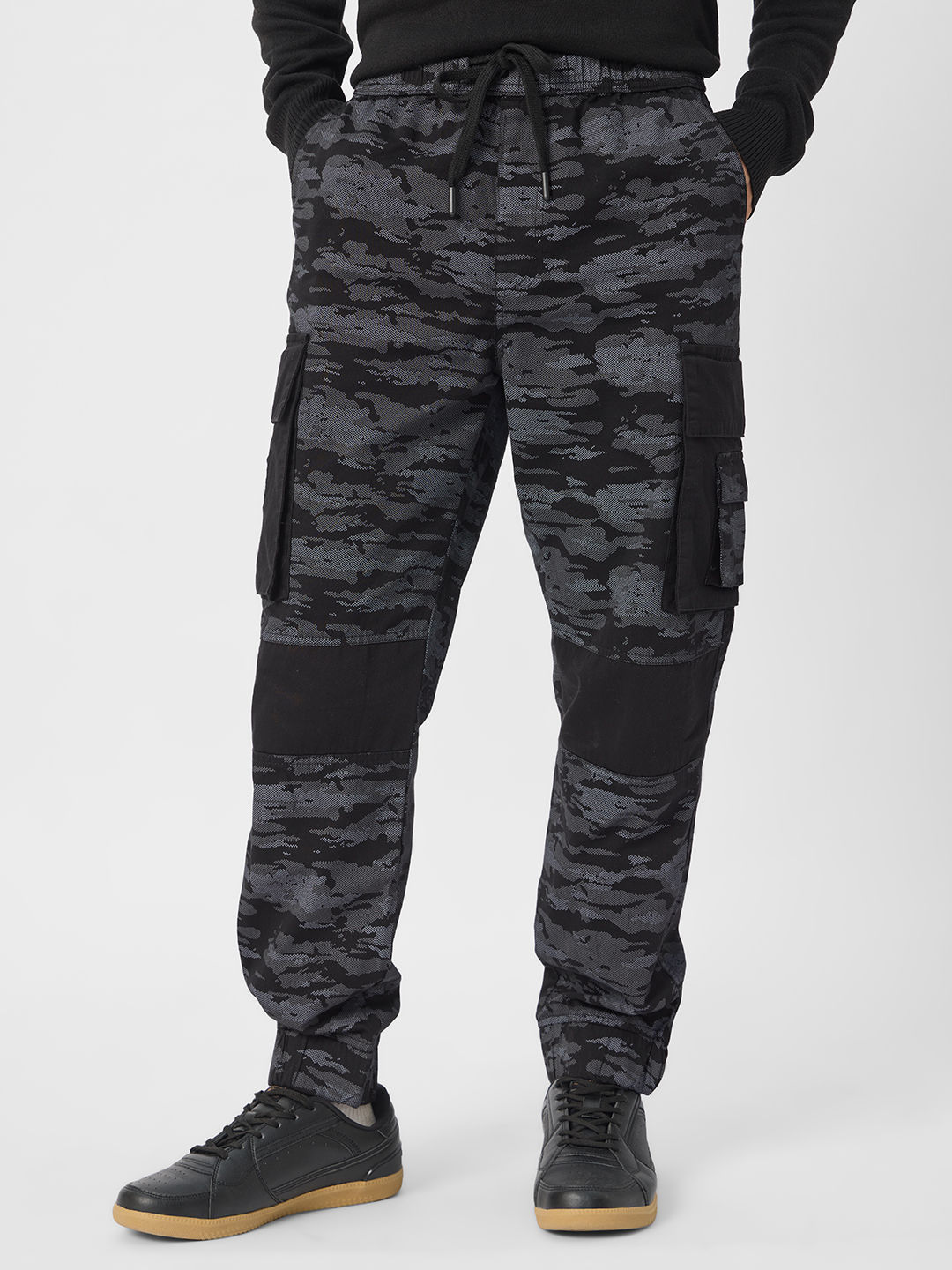 The Souled Store Men's Punisher One Man Army Cargo Joggers | Black - 34