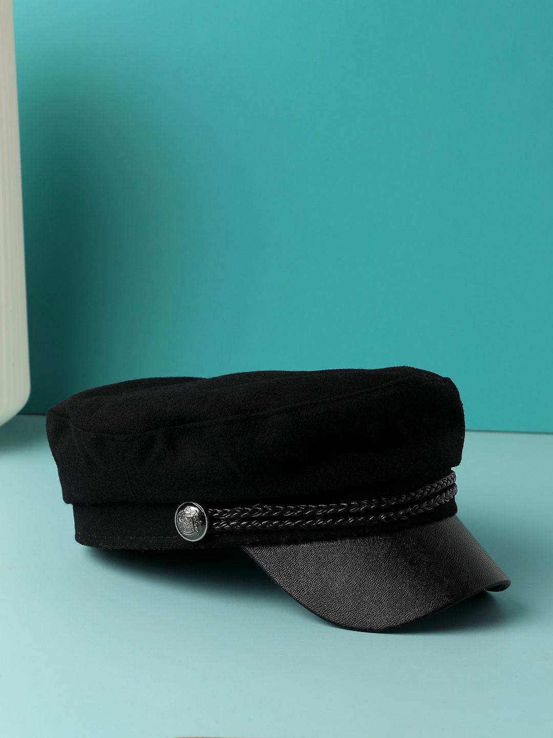 Haute Sauce Women's Textured Polyester Breton Cap | Black - One Size